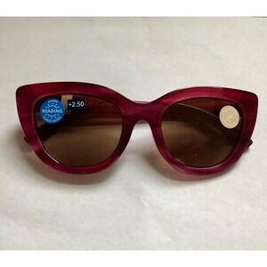 NEW MAGENTA CAPRI PEEPERS CAT EYE SUN READERS +2.50